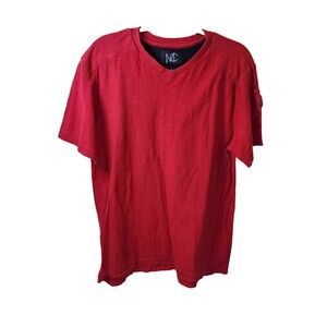 ​Modern Culture Mens XL Red Solid 100% Cotton V-Neck Casual T-Shirt